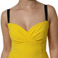 Dolce & Gabbana Yellow Polyester Sleeveless Sheath Midi Dress