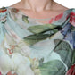 Dolce & Gabbana Blue Floral Print Tiered Long Maxi Dress