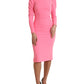 Dolce & Gabbana Pink Polyester Long Sleeves Sheath Midi Dress