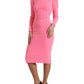 Dolce & Gabbana Pink Polyester Long Sleeves Sheath Midi Dress