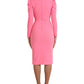 Dolce & Gabbana Pink Polyester Long Sleeves Sheath Midi Dress