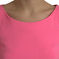 Dolce & Gabbana Pink Polyester Long Sleeves Sheath Midi Dress