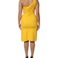 Dolce & Gabbana Yellow One Shoulder Side Slit Sheath Dress