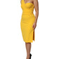 Dolce & Gabbana Yellow One Shoulder Side Slit Sheath Dress