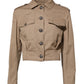 Dolce & Gabbana Beige Cotton Button Up Fitted Cropped Jacket