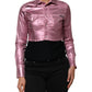 Dolce & Gabbana Pink Cotton Stretch Collared Cropped Jacket