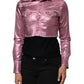 Dolce & Gabbana Pink Cotton Stretch Collared Cropped Jacket