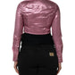 Dolce & Gabbana Pink Cotton Stretch Collared Cropped Jacket