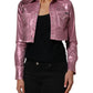 Dolce & Gabbana Pink Cotton Stretch Collared Cropped Jacket