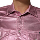 Dolce & Gabbana Pink Cotton Stretch Collared Cropped Jacket