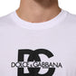 Dolce & Gabbana White Logo Print Cotton Crew Neck Men T-shirt Mens T-Shirt