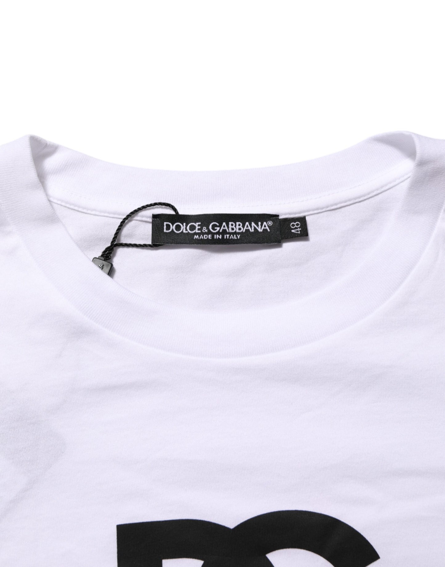 Dolce & Gabbana White Logo Print Cotton Crew Neck Men T-shirt Mens T-Shirt