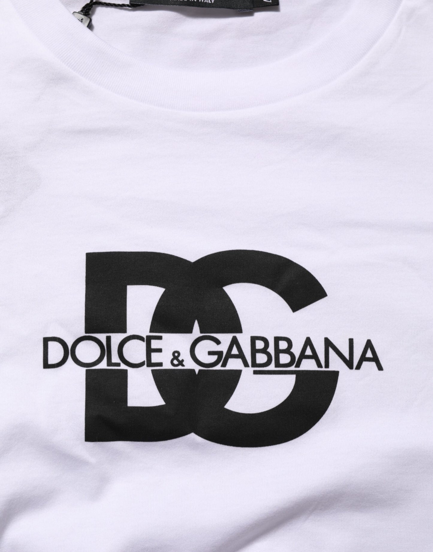 Dolce & Gabbana White Logo Print Cotton Crew Neck Men T-shirt Mens T-Shirt