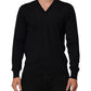 Dolce & Gabbana Black Cashmere Knit V-Neck Pullover Sweater Mens Sweater Mens T-Shirt