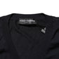 Dolce & Gabbana Black Cashmere Knit V-Neck Pullover Sweater Mens Sweater Mens T-Shirt