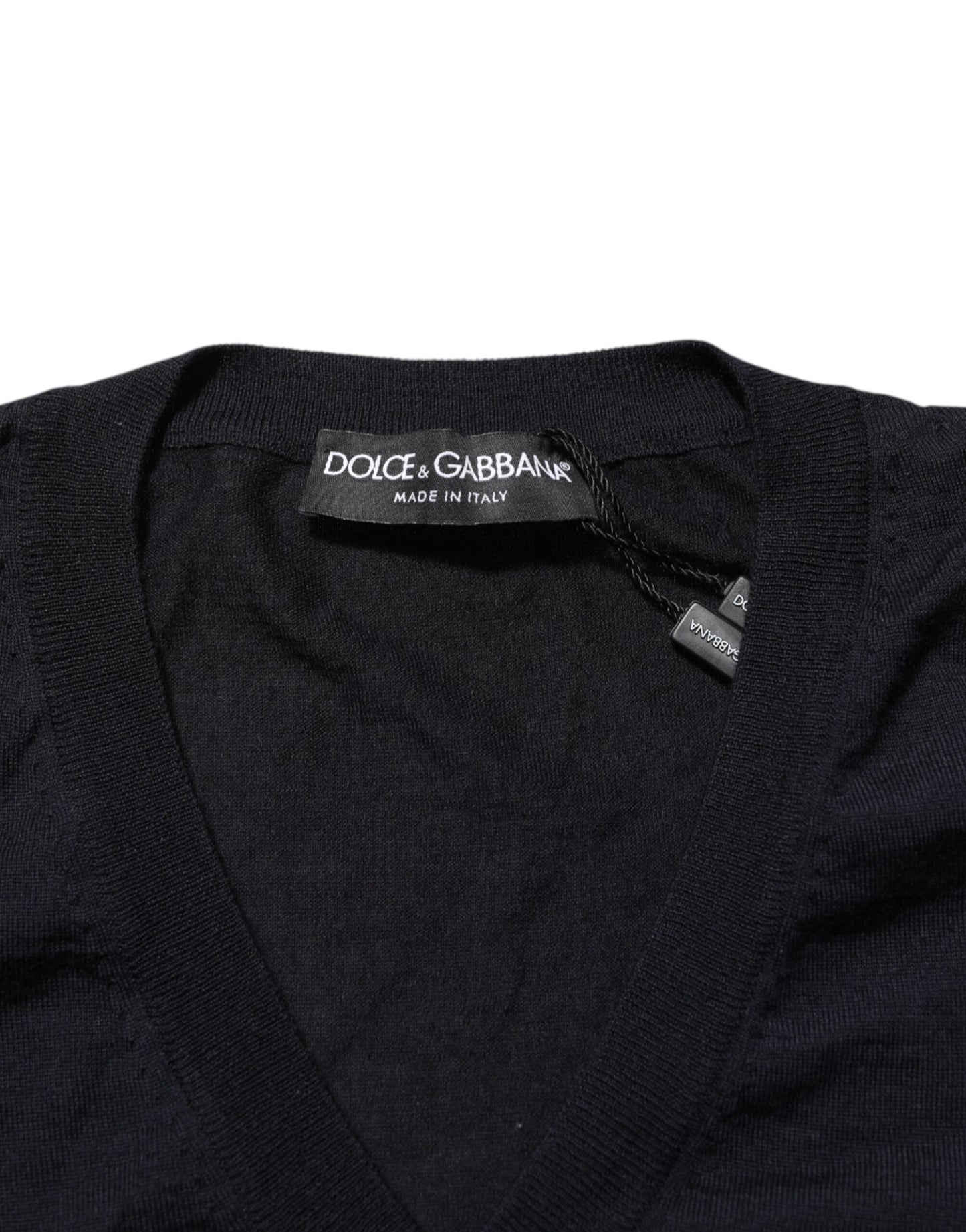 Dolce & Gabbana Black Cashmere Knit V-Neck Pullover Sweater Mens Sweater Mens T-Shirt