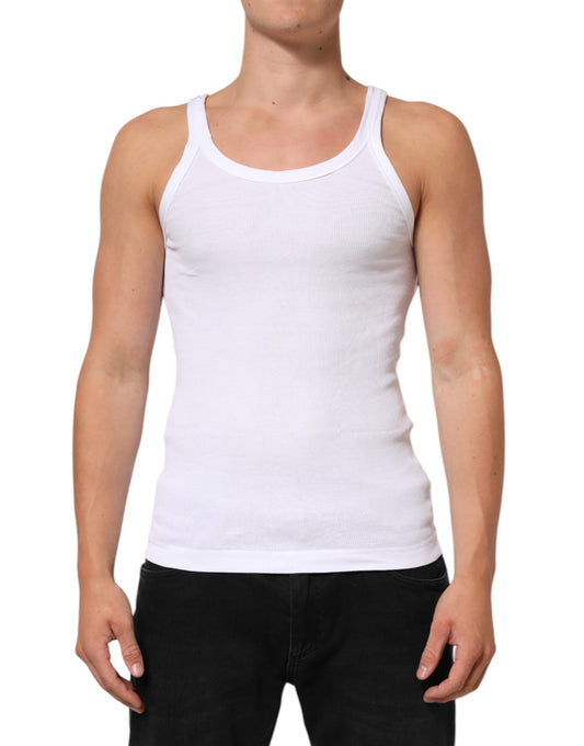 Dolce & Gabbana White Sleeveless Round Neck Tank Top T-shirt Mens T-Shirt