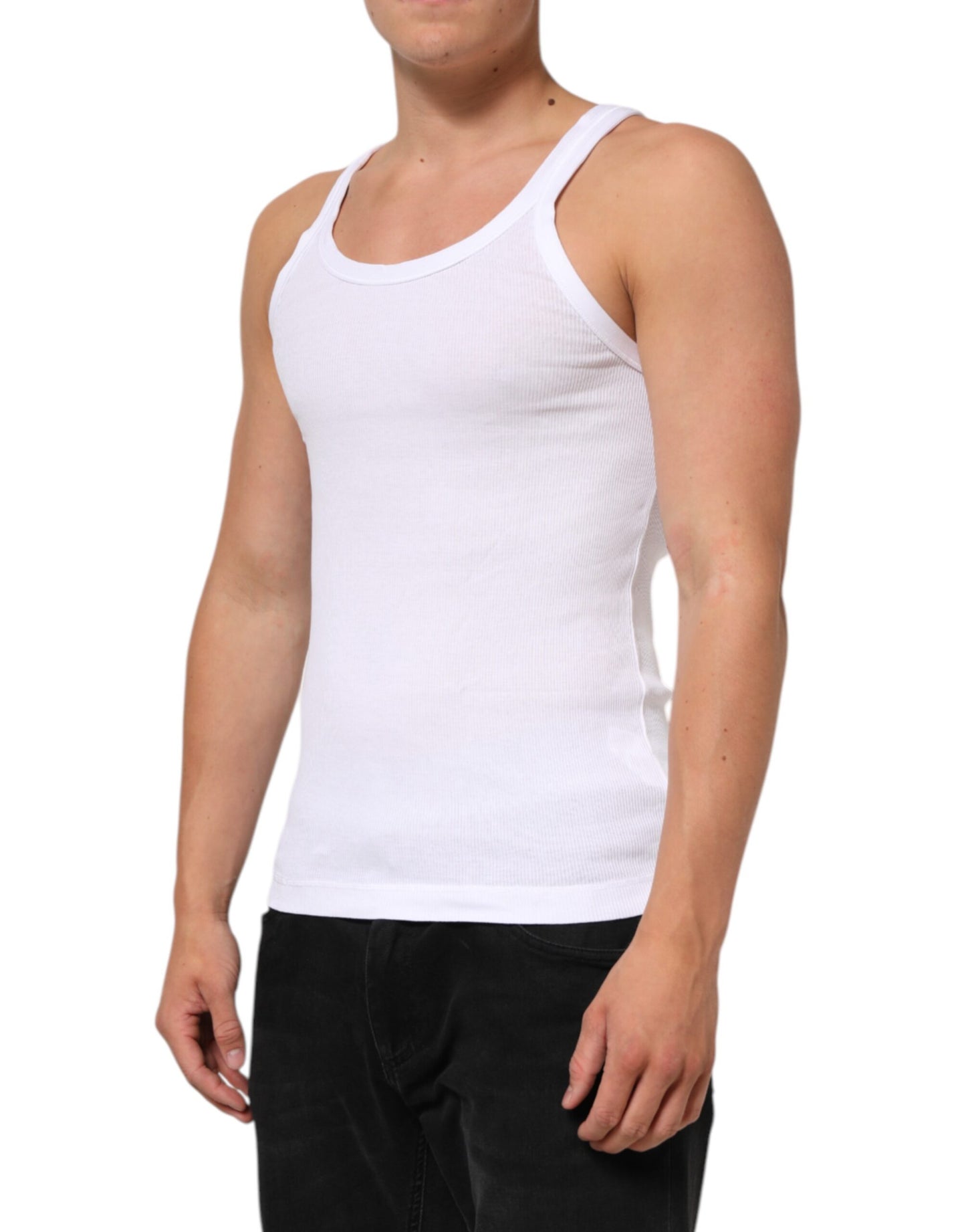 Dolce & Gabbana White Sleeveless Round Neck Tank Top T-shirt Mens T-Shirt