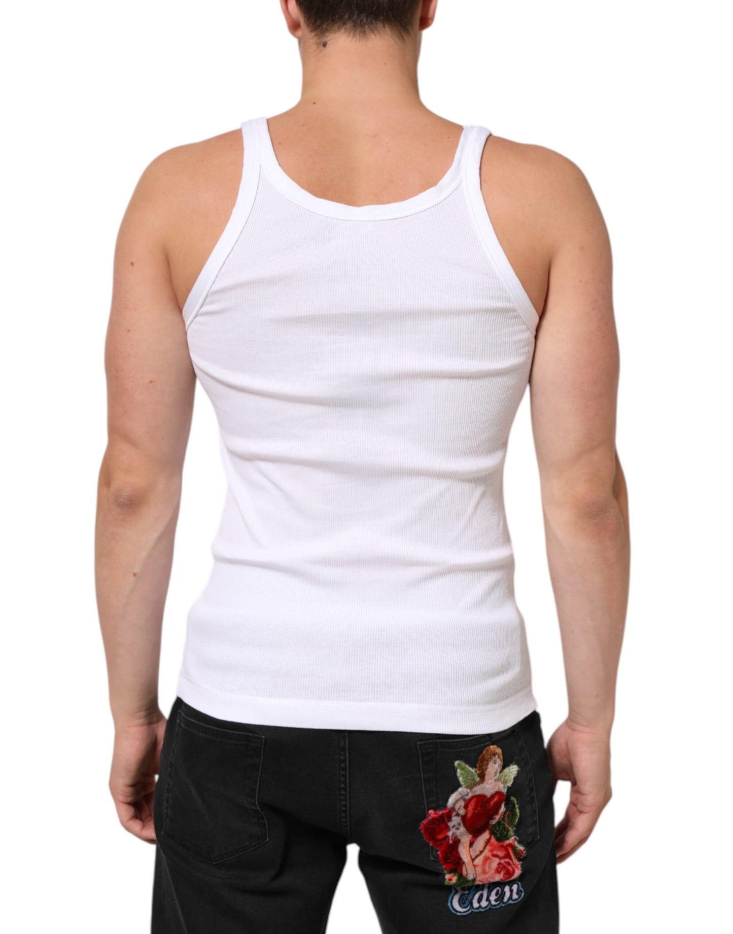 Dolce & Gabbana White Sleeveless Round Neck Tank Top T-shirt Mens T-Shirt