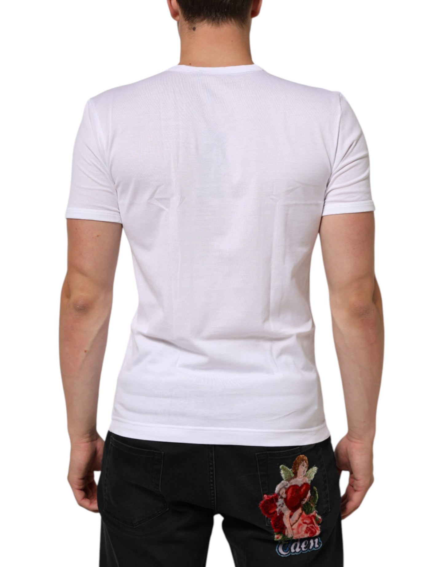 Dolce & Gabbana White Cotton V-Neck Short Sleeves T-shirt Mens T-Shirt