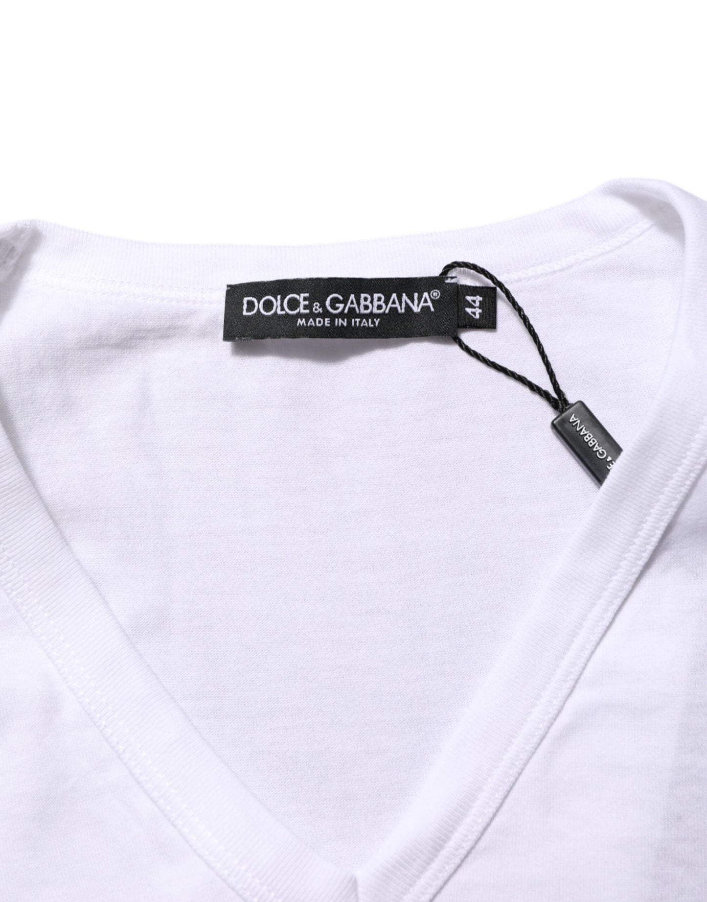 Dolce & Gabbana White Cotton V-Neck Short Sleeves T-shirt Mens T-Shirt