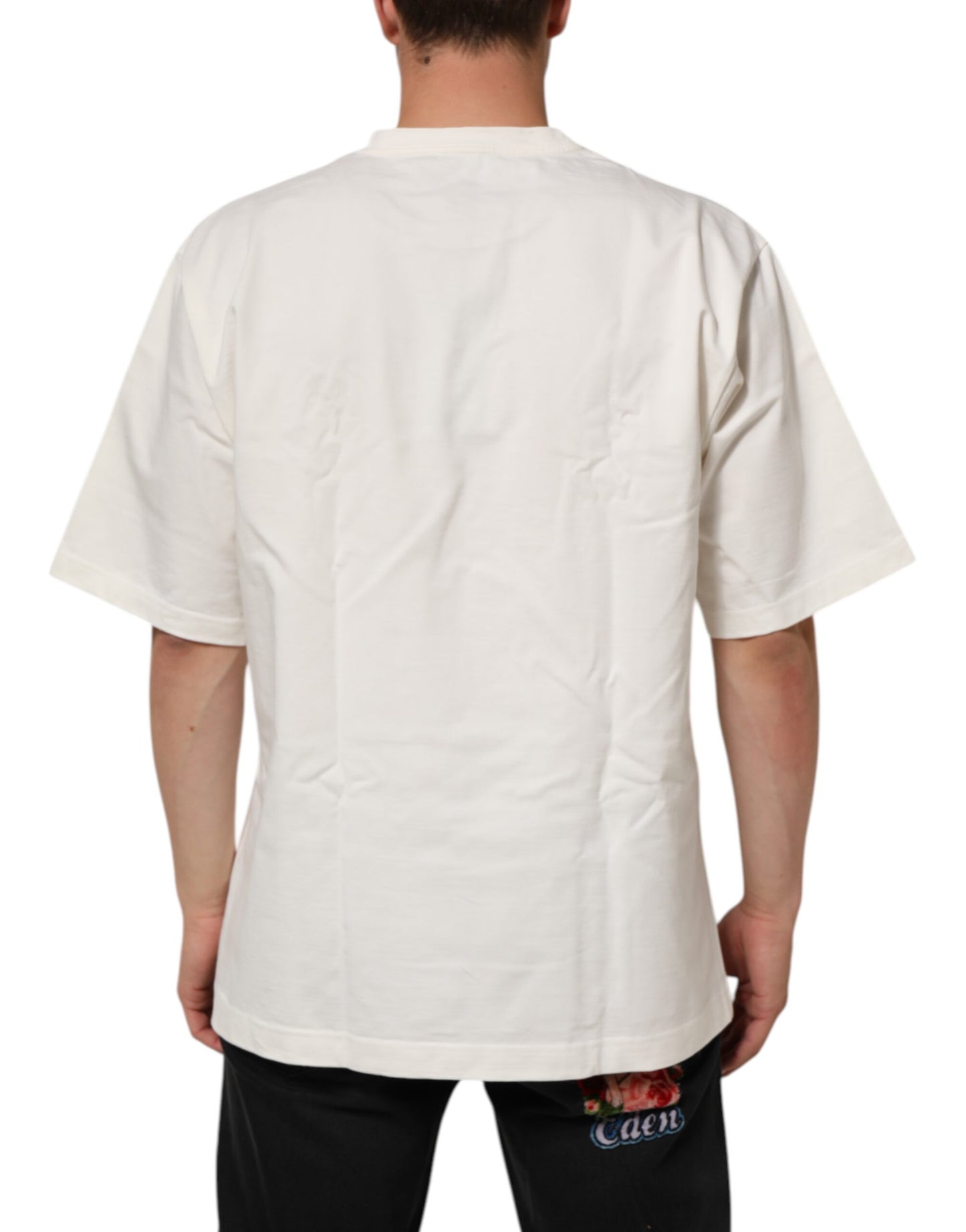 Dolce & Gabbana White Logo Print Cotton Crew Neck Men T-shirt Mens T-Shirt