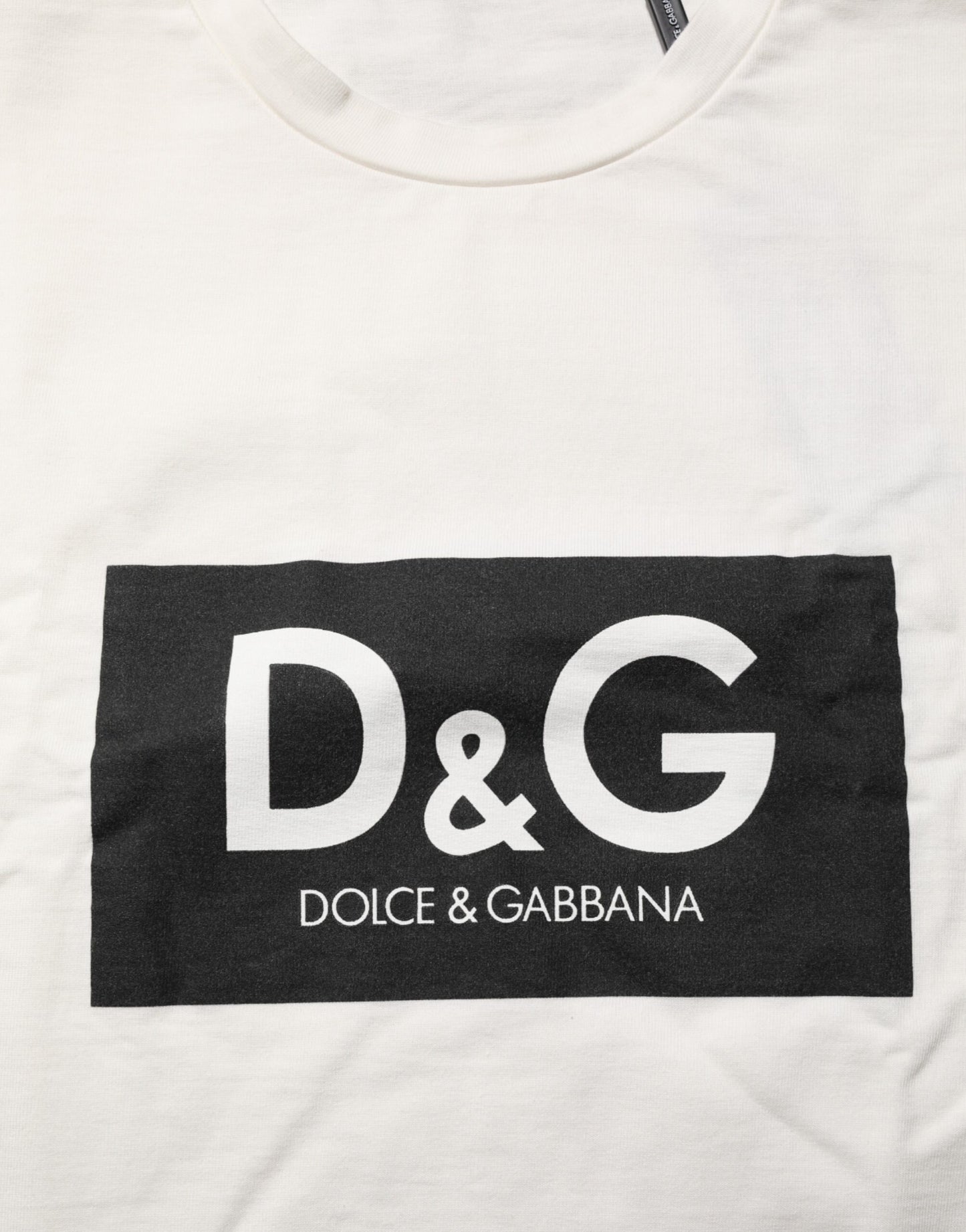Dolce & Gabbana White Logo Print Cotton Crew Neck Men T-shirt Mens T-Shirt