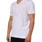 Dolce & Gabbana White Distressed Cotton V Neck Men T-shirt Mens T-Shirt