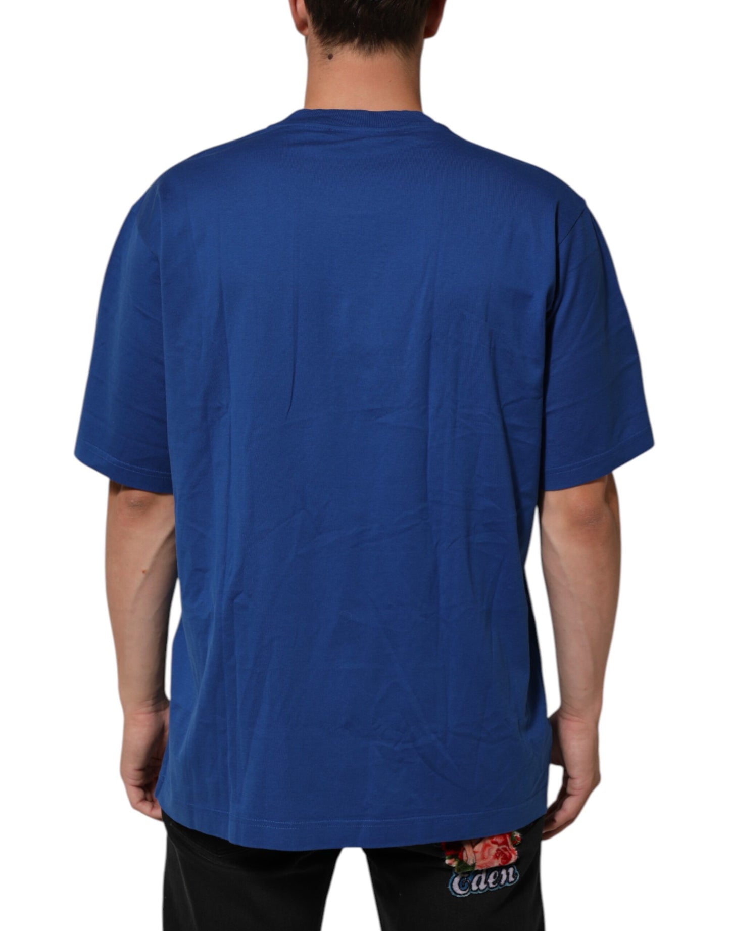 Dolce & Gabbana Blue Logo Print Cotton Crew Neck Men T-shirt Mens T-Shirt