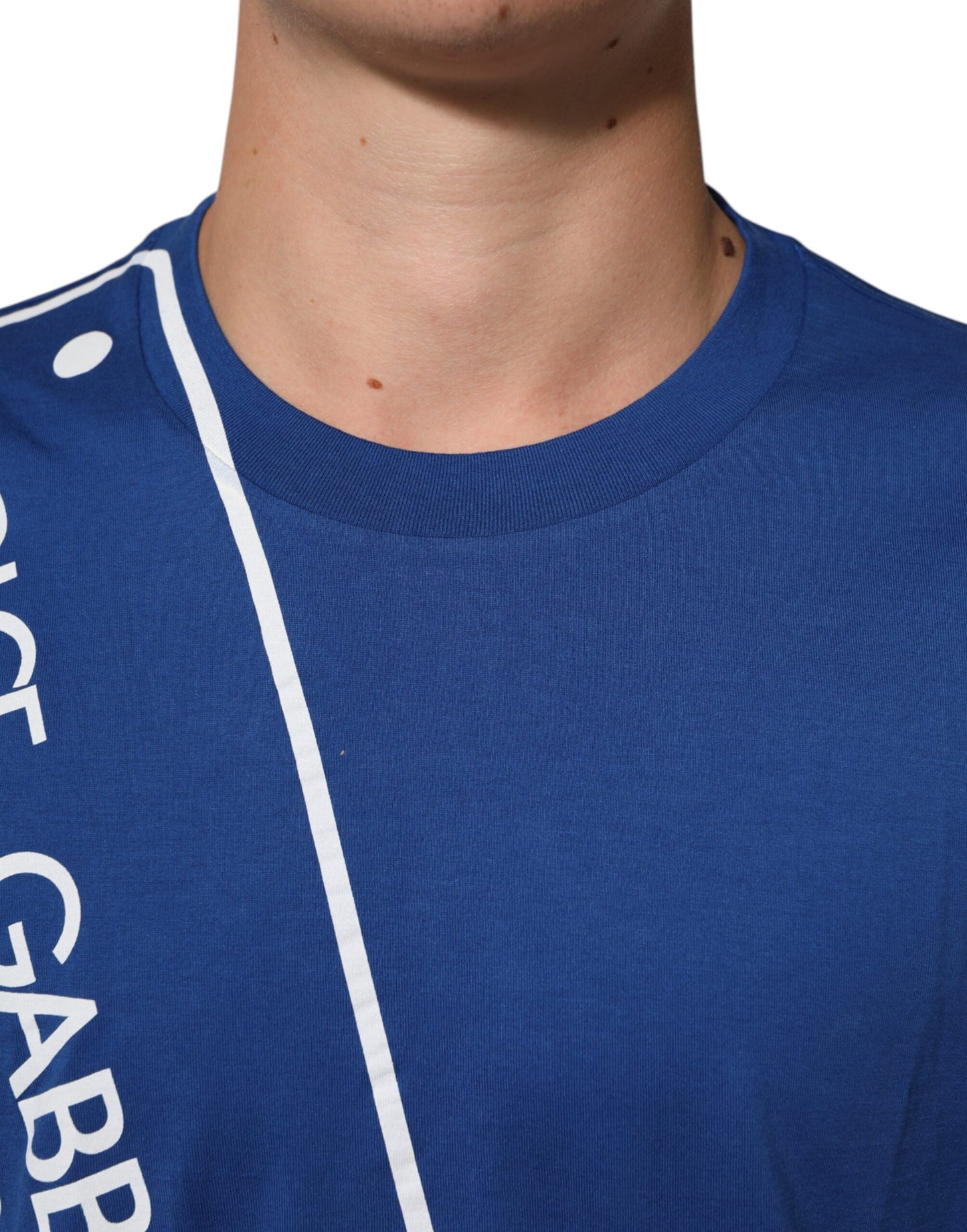 Dolce & Gabbana Blue Logo Print Cotton Crew Neck Men T-shirt Mens T-Shirt