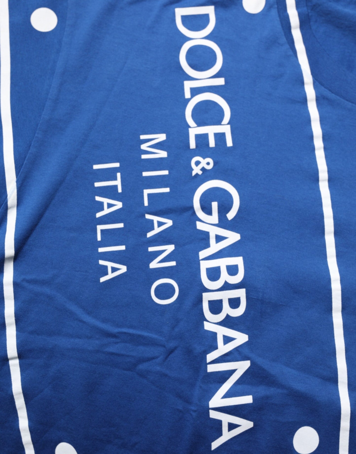 Dolce & Gabbana Blue Logo Print Cotton Crew Neck Men T-shirt Mens T-Shirt