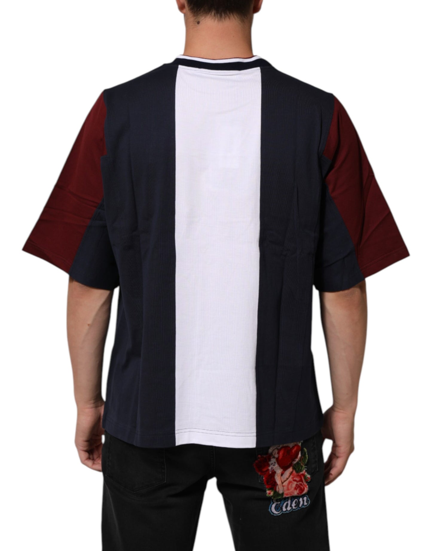 Dolce & Gabbana Multicolor Striped Cotton Men Crew Neck T-shirt Mens T-Shirt