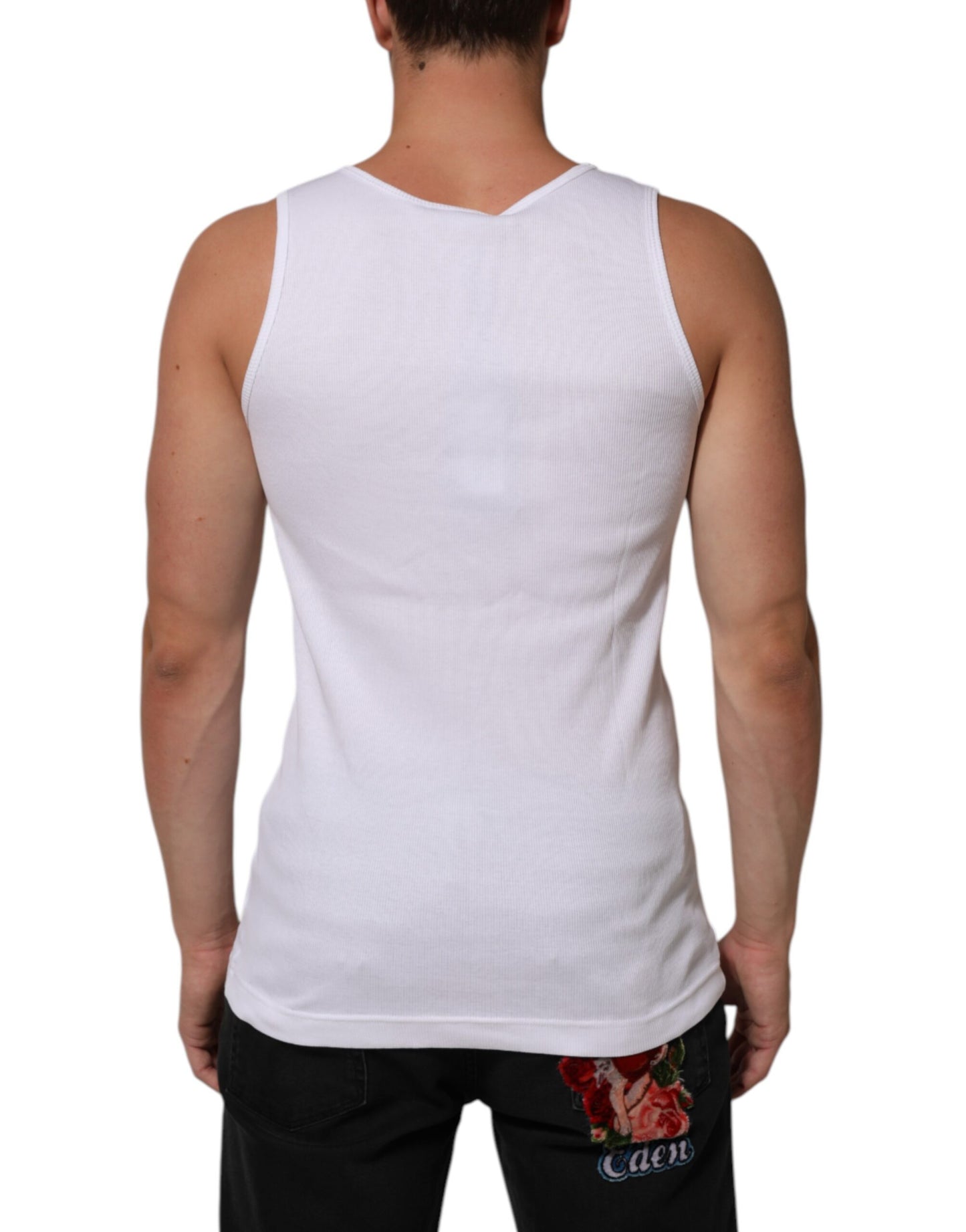 Dolce & Gabbana White Cotton Chain Necklace Tank Top T-shirt Mens T-Shirt