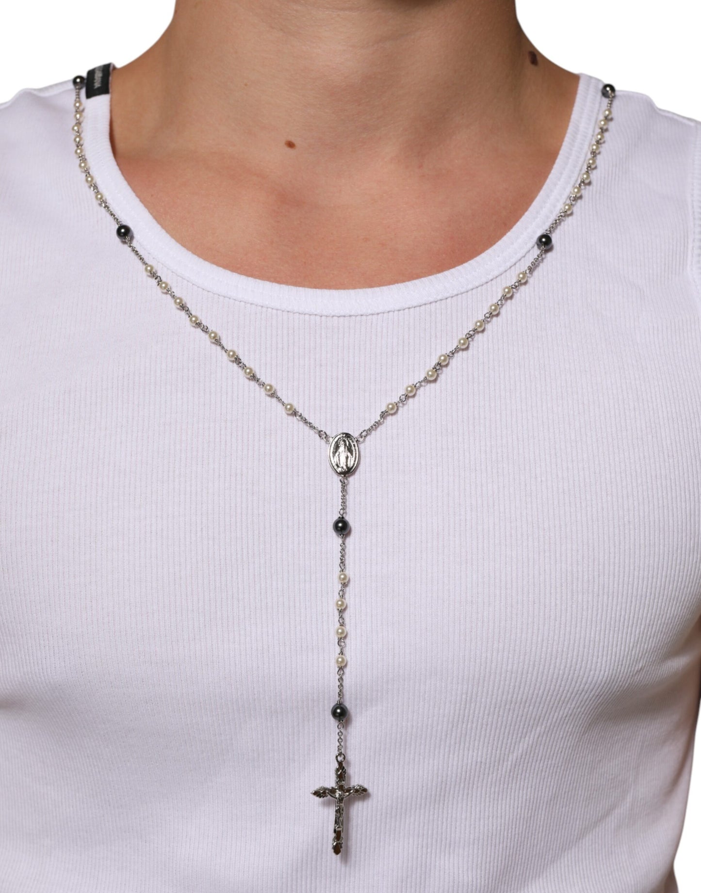 Dolce & Gabbana White Cotton Chain Necklace Tank Top T-shirt Mens T-Shirt
