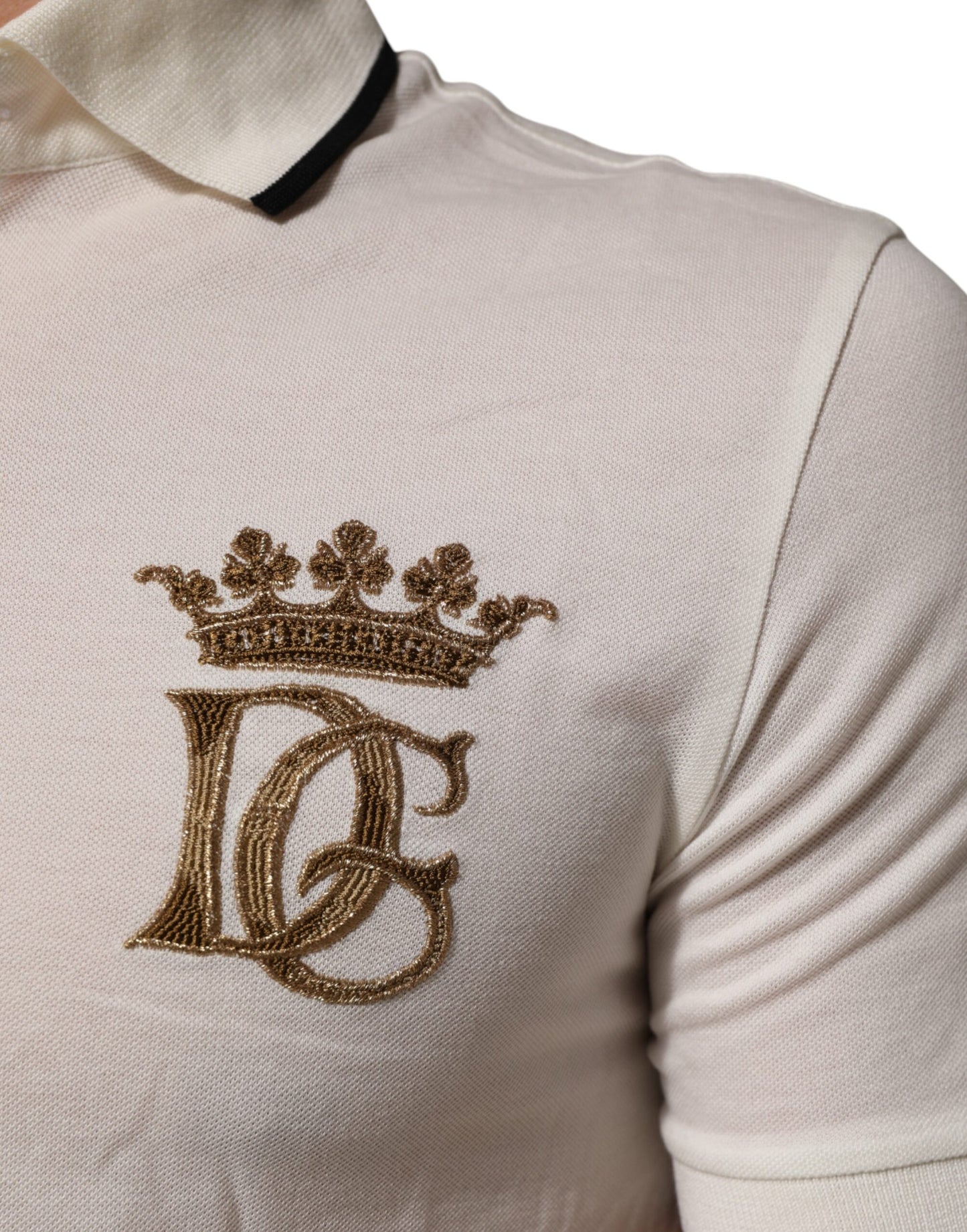 Dolce & Gabbana White Logo Embroidery Cotton Polo T-shirt Mens T-Shirt