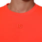 Dolce & Gabbana Neon Orange Polyester Men Crew Neck T-shirt Mens T-Shirt