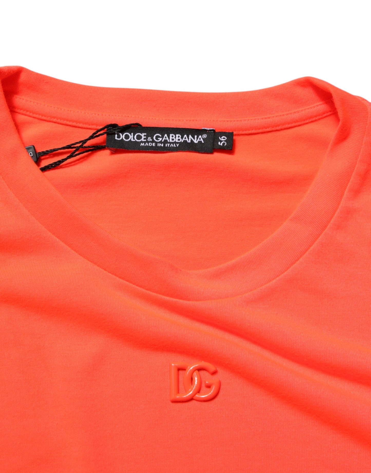 Dolce & Gabbana Neon Orange Polyester Men Crew Neck T-shirt Mens T-Shirt