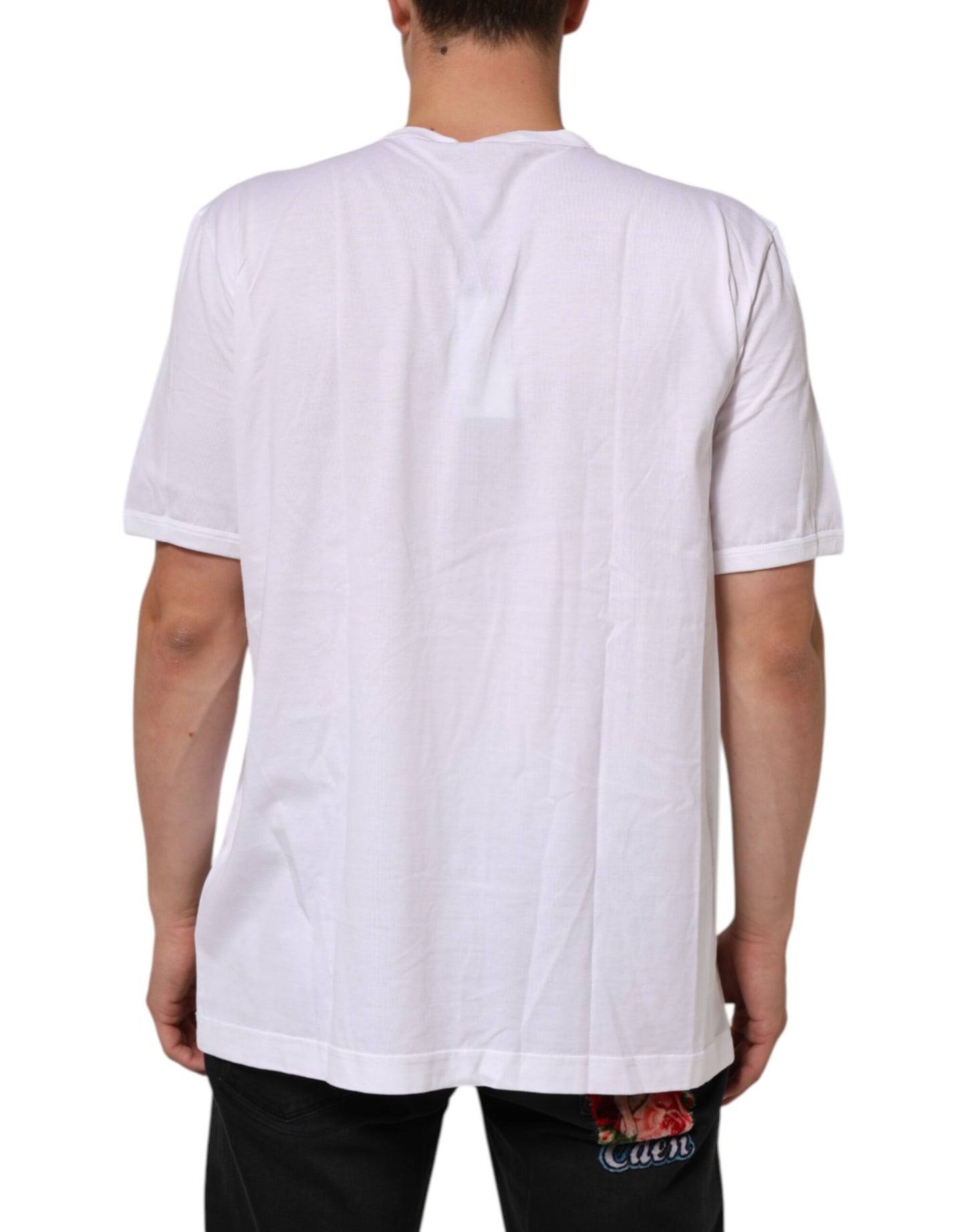 Dolce & Gabbana White Cotton V-Neck Short Sleeves T-shirt Mens T-Shirt