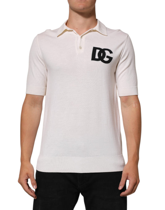 Dolce & Gabbana White Cotton Collared Short Sleeves T-shirt Mens T-Shirt
