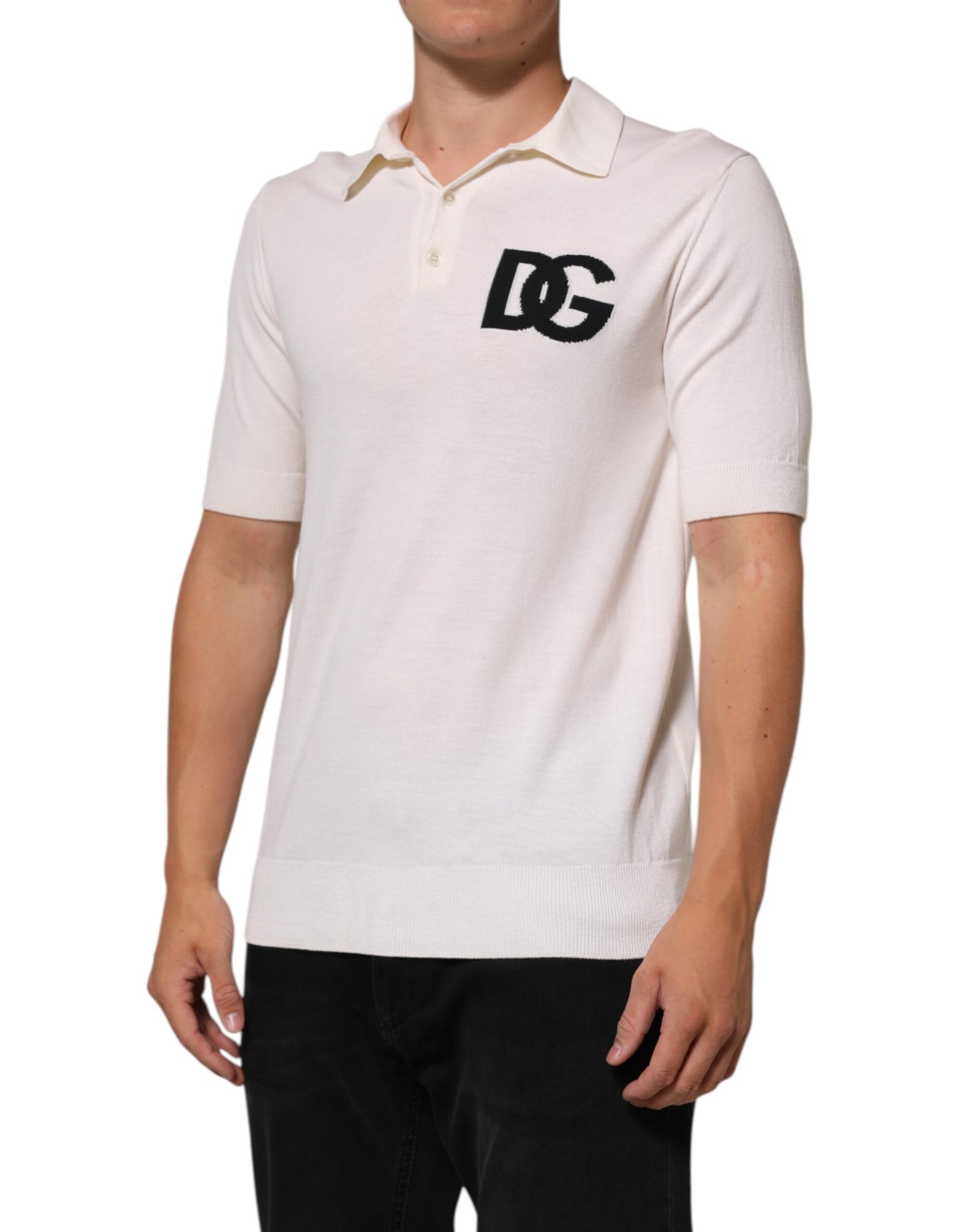 Dolce & Gabbana White Cotton Collared Short Sleeves T-shirt Mens T-Shirt