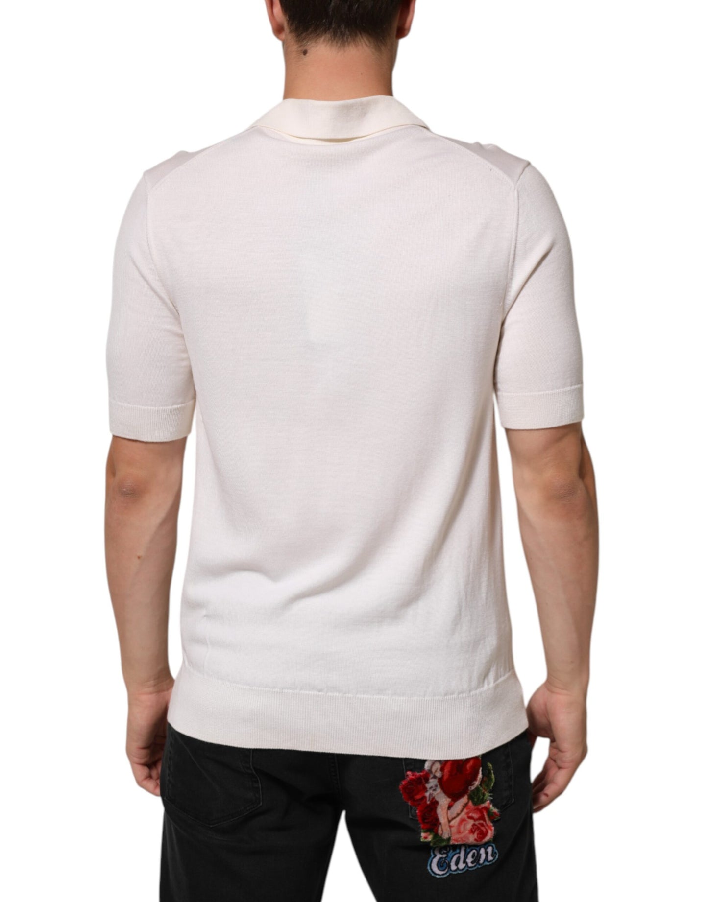 Dolce & Gabbana White Cotton Collared Short Sleeves T-shirt Mens T-Shirt