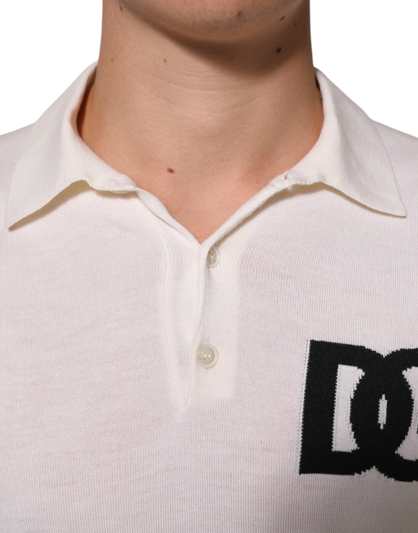 Dolce & Gabbana White Cotton Collared Short Sleeves T-shirt Mens T-Shirt