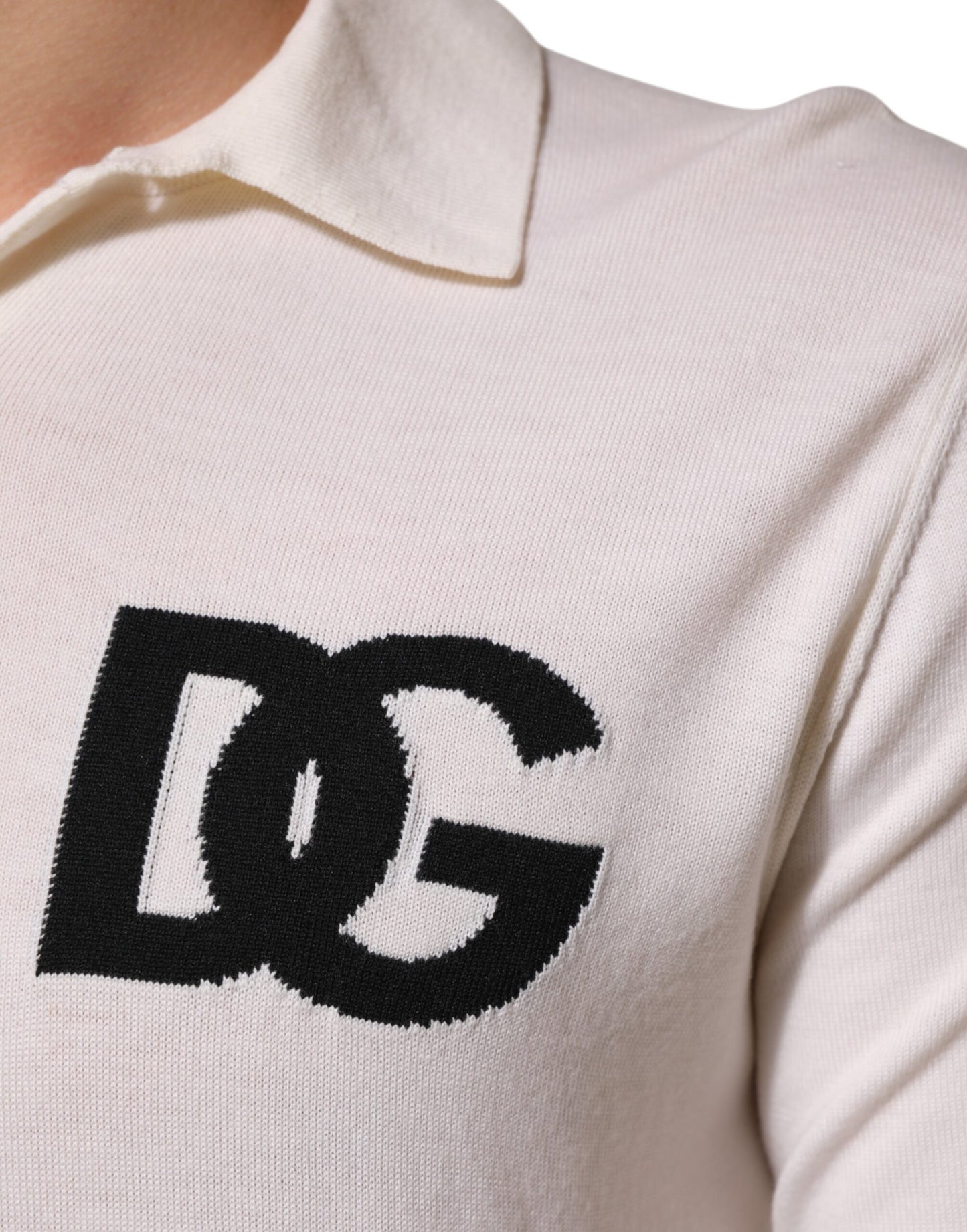 Dolce & Gabbana White Cotton Collared Short Sleeves T-shirt Mens T-Shirt