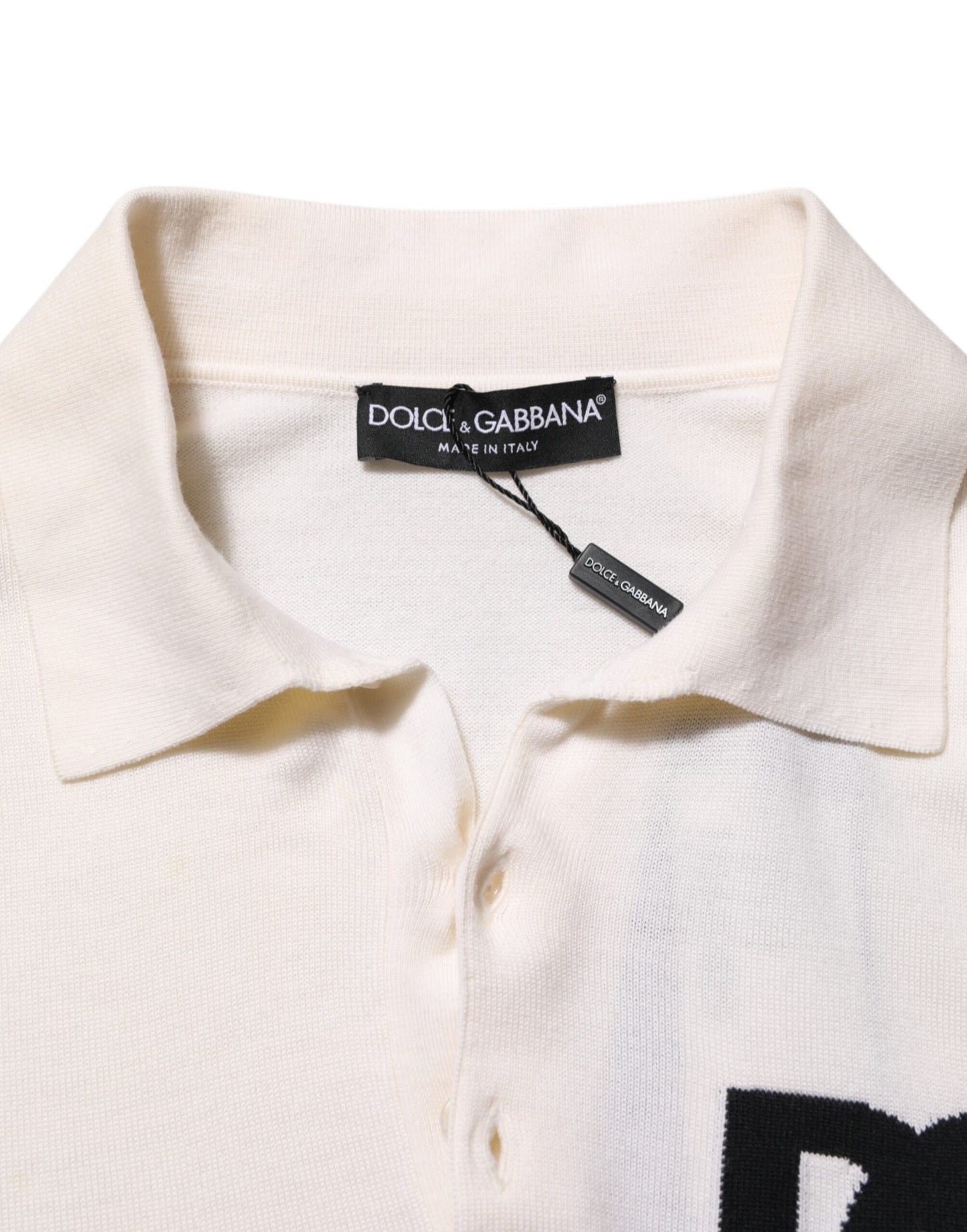 Dolce & Gabbana White Cotton Collared Short Sleeves T-shirt Mens T-Shirt