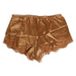 Dolce & Gabbana Brown Silk Satin Floral Lace Shorts Underwear
