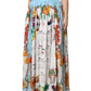 Dolce & Gabbana White Calendar Print Cotton Gathered Maxi Skirt