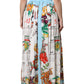 Dolce & Gabbana White Calendar Print Cotton Gathered Maxi Skirt