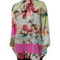 Dolce & Gabbana Multicolor Floral Patchwork Silk Ascot Collar Top