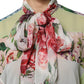 Dolce & Gabbana Multicolor Floral Patchwork Silk Ascot Collar Top