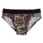 Dolce & Gabbana Brown Cotton Leopard Logo Midi Brief Underwear